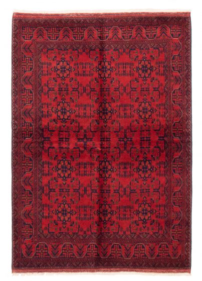 Bordered  Traditional Red Area rug 5x8 Afghan Hand-knotted 360385