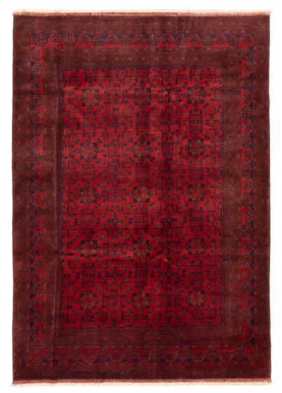 Bordered  Traditional Red Area rug 6x9 Afghan Hand-knotted 361541