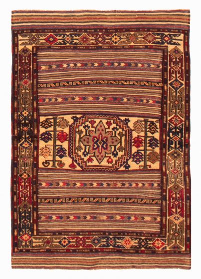 Bordered  Tribal Brown Area rug 3x5 Afghan Hand-knotted 365448