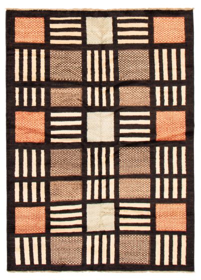 Transitional Black Area rug 5x8 Pakistani Hand-knotted 369374