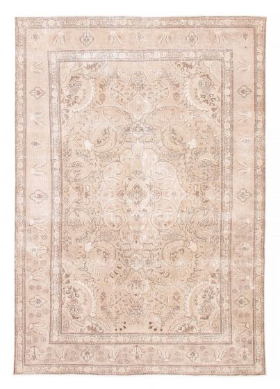 Bordered  Vintage/Distressed Green Area rug 8x10 Turkish Hand-knotted 378374