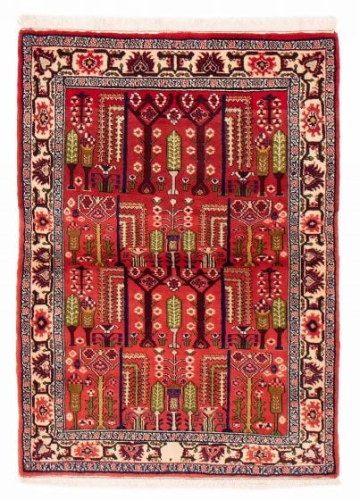 Bordered  Tribal Red Area rug 3x5 Persian Hand-knotted 383951
