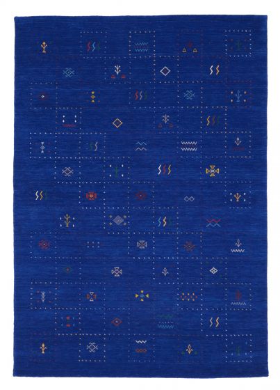 Gabbeh Tribal Blue Rectangle 5x8 Indian Hand Loomed 423880