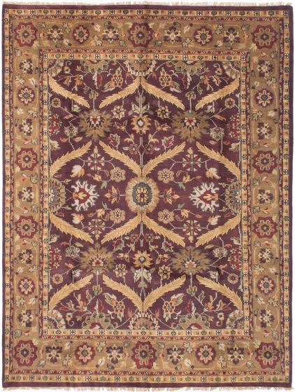 Bordered  Traditional Red Area rug 6x9 Indian Hand-knotted 284784