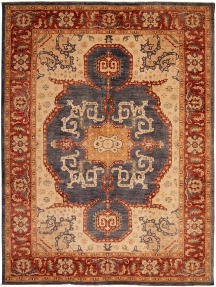 Bordered  Traditional Grey Area rug 9x12 Pakistani Hand-knotted 320029