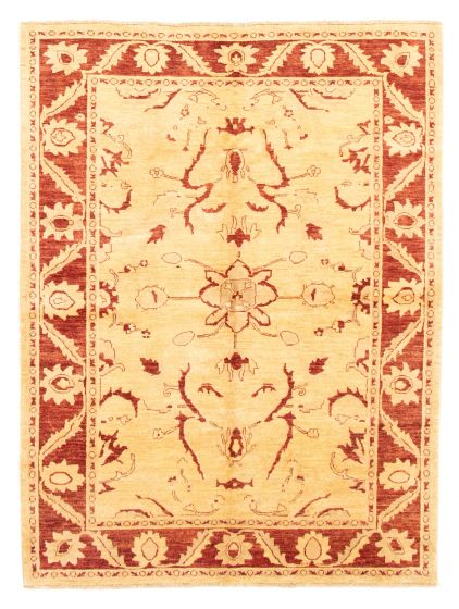 Bordered  Traditional Ivory Area rug 5x8 Afghan Hand-knotted 335372