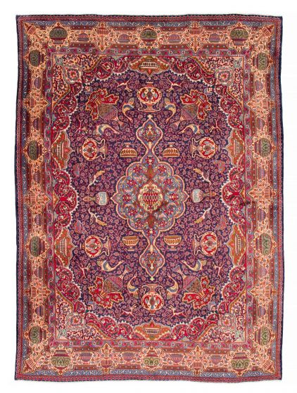 Bordered  Traditional Blue Area rug 9x12 Persian Hand-knotted 378172