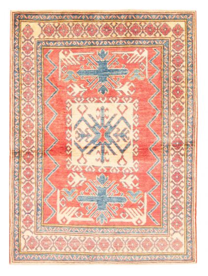 Bordered  Traditional Red Area rug 3x5 Afghan Hand-knotted 379999