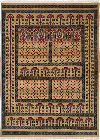 Traditional Brown Area rug 3x5 Pakistani Hand-knotted 229255