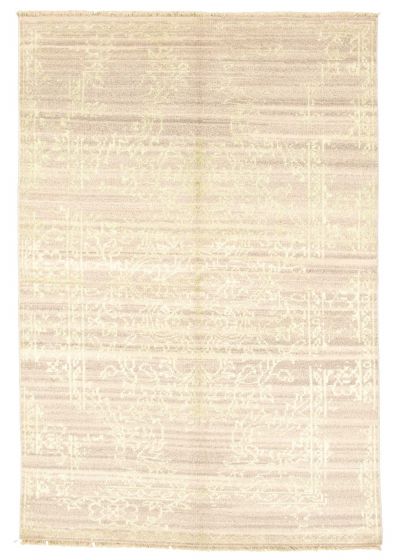 Transitional Grey Area rug 5x8 Indian Hand-knotted 315610