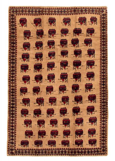 Bordered  Tribal  Area rug 5x8 Afghan Hand-knotted 326626