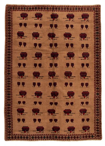 Bordered  Tribal  Area rug 6x9 Afghan Hand-knotted 326649