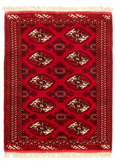 Bordered  Tribal Red Area rug 3x5 Turkmenistan Hand-knotted 334584