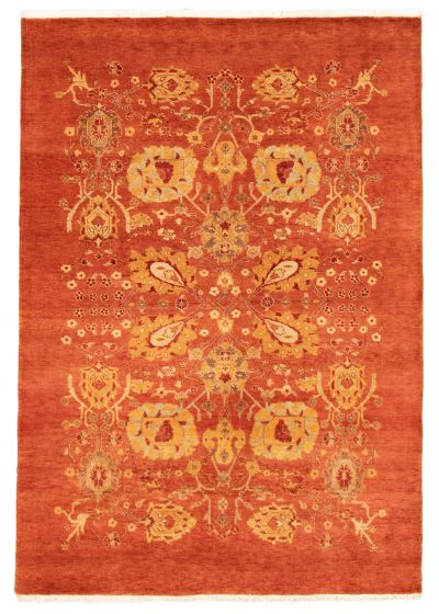 Floral  Transitional Brown Area rug 4x6 Pakistani Hand-knotted 341412