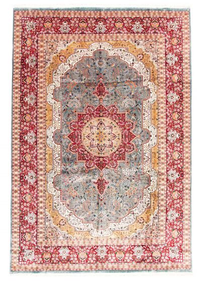 Bordered  Traditional Blue Area rug 9x12 Indian Hand-knotted 348579