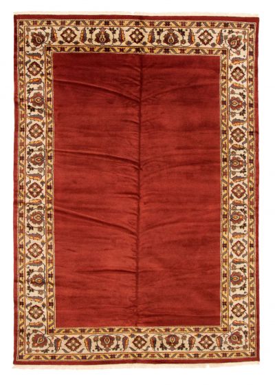 Bordered  Traditional Red Area rug 5x8 Pakistani Hand-knotted 349216