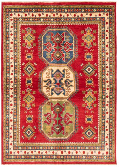 Bordered  Traditional Red Area rug 5x8 Afghan Hand-knotted 360295