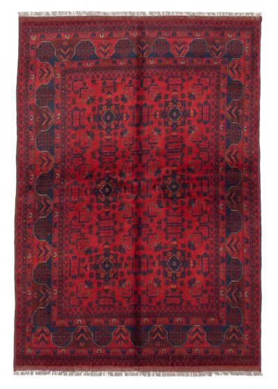 Bordered  Traditional Red Area rug 5x8 Afghan Hand-knotted 360381
