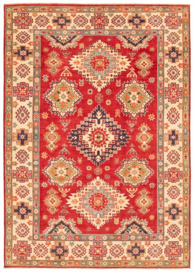 Bordered  Traditional Red Area rug 6x9 Afghan Hand-knotted 361378