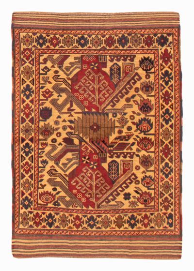 Bordered  Tribal Brown Area rug 3x5 Afghan Hand-knotted 365435