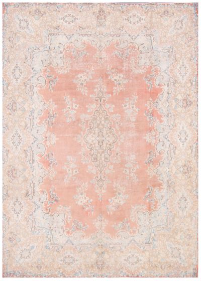 Bordered  Vintage/Distressed Pink Area rug 9x12 Turkish Hand-knotted 374517