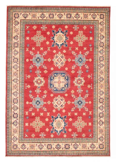 Bordered  Traditional Red Area rug 6x9 Afghan Hand-knotted 376855
