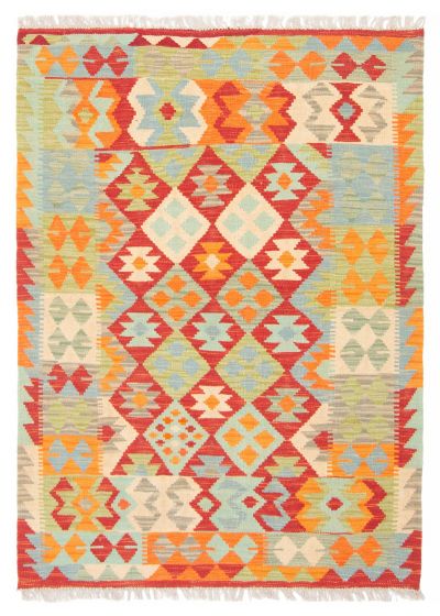Flat-weaves & Kilims  Geometric Red Area rug 3x5 Turkish Flat-Weave 389364