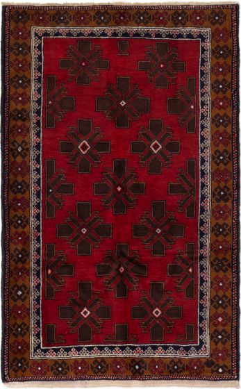 Bordered  Tribal Red Area rug 3x5 Afghan Hand-knotted 284890