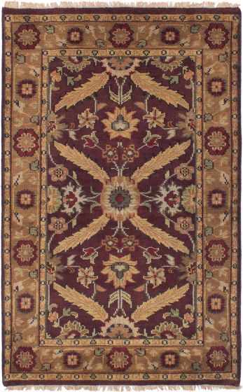 Bordered  Traditional Red Area rug 3x5 Indian Hand-knotted 285965