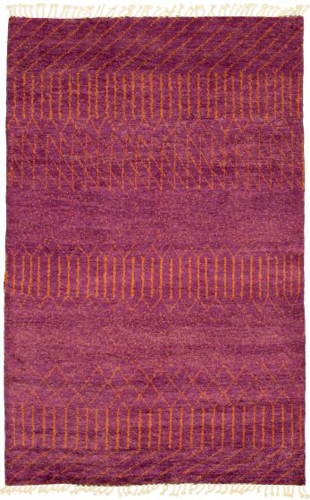 Moroccan  Tribal Purple Area rug 5x8 Pakistani Hand-knotted 339858