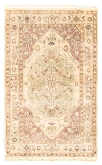 Bordered  Traditional Yellow Area rug 3x5 Indian Hand-knotted 344270