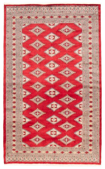 Bordered  Traditional Red Area rug 5x8 Pakistani Hand-knotted 359509