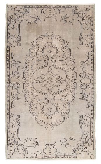 Bordered  Transitional Grey Area rug 5x8 Turkish Hand-knotted 363402
