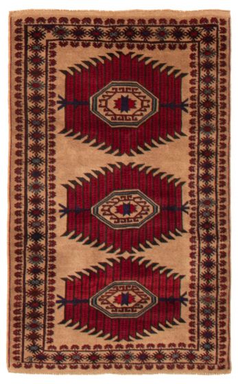 Bordered  Tribal Brown Area rug 3x5 Afghan Hand-knotted 365620