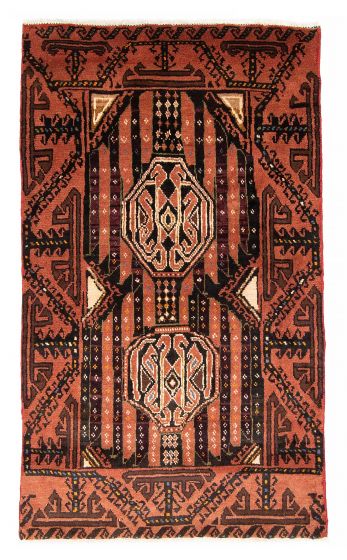 Bordered  Traditional Brown Area rug 3x5 Afghan Hand-knotted 379002