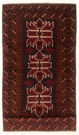 Bordered  Tribal Blue Area rug 3x5 Afghan Hand-knotted 348791