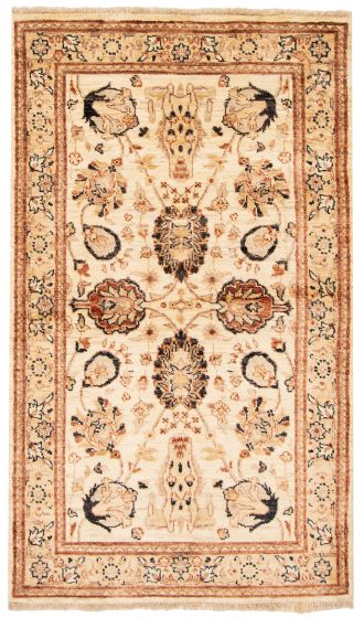 Bordered  Traditional/Oriental Ivory Area rug 3x5 Afghan Hand-knotted 375008