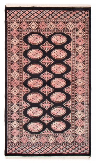 Bordered  Traditional Black Area rug 3x5 Pakistani Hand-knotted 391984