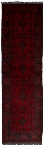 Bordered  Tribal Red Runner rug 10-ft-runner Afghan Hand-knotted 259178