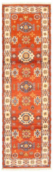 Bordered  Traditional Brown Runner rug 10-ft-runner Indian Hand-knotted 346286