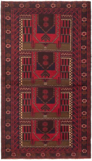 Bordered  Tribal Red Area rug 3x5 Afghan Hand-knotted 298082