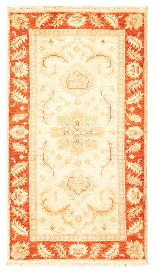 Bordered  Traditional Ivory Area rug Unique Afghan Hand-knotted 346018