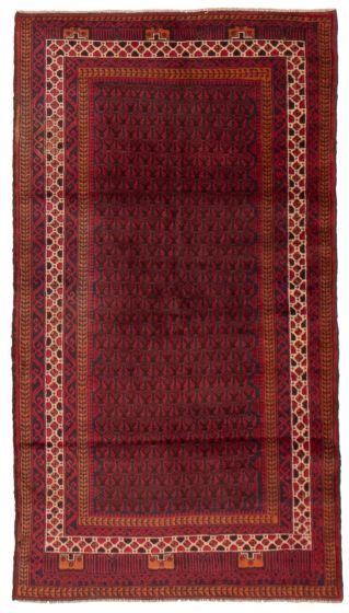 Bordered  Tribal Red Area rug 3x5 Afghan Hand-knotted 355397