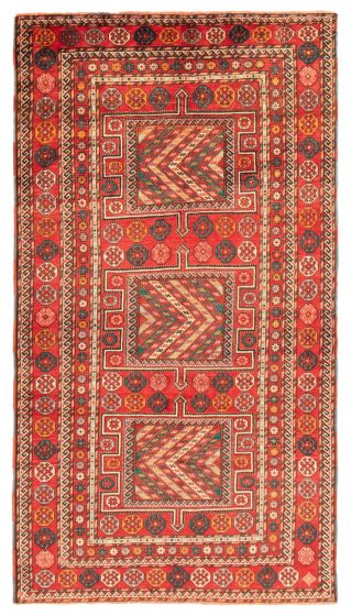 Bordered  Tribal Red Area rug 5x8 Turkish Hand-knotted 358546