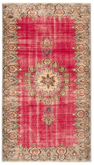 Bordered  Vintage Red Area rug 5x8 Turkish Hand-knotted 358999