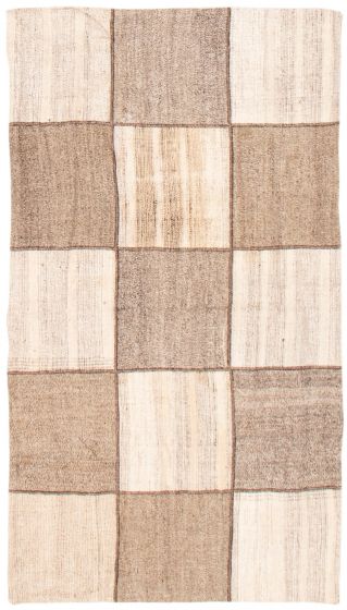 Transitional Ivory Area rug 4x6 Turkish Flat-Weave 369425
