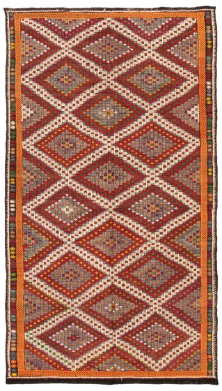 Flat-weaves & Kilims  Geometric Red Area rug Unique Turkish Flat-Weave 369873