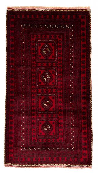 Bordered  Traditional Red Area rug 3x5 Afghan Hand-knotted 379178