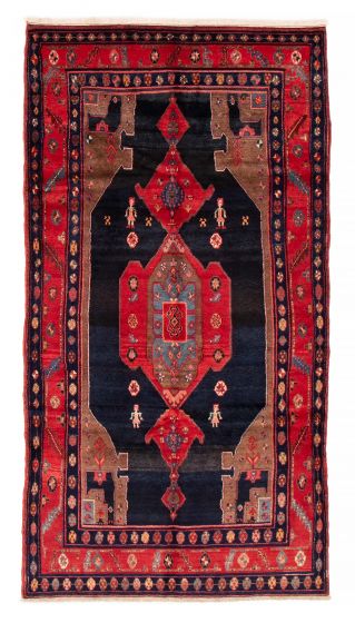 Bordered  Traditional Blue Area rug 5x8 Persian Hand-knotted 383793