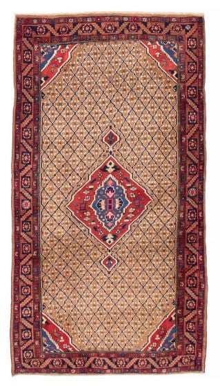 Bordered  Traditional Brown Area rug 4x6 Persian Hand-knotted 385267